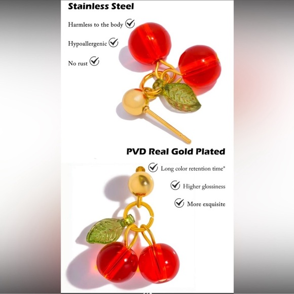 Anthropologie Petite Cherry Red Gold Set - Picture 8 of 15